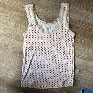 Brandy Melville Cream Top with Red Hearts
